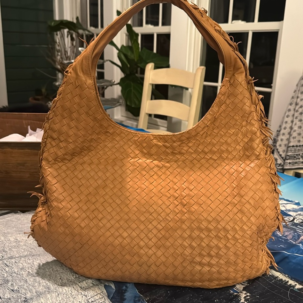 Bottega Veneta Large Travel Bag Intrecciato Leather Hobo Carmel Beige